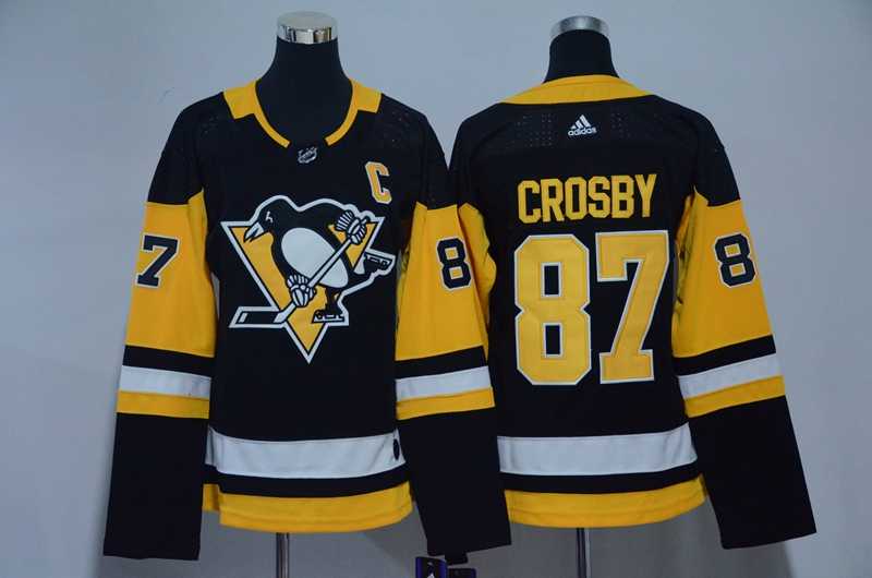 Women Pittsburgh Penguins #87 Sidney Crosby Black Adidas Jersey