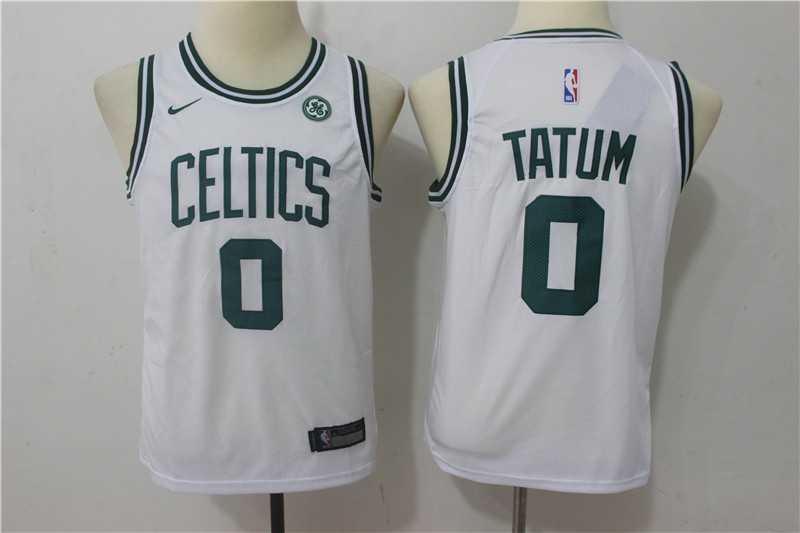 Youth Nike Boston Celtics #0 Jayson Tatum White Swingman Stitched NBA Jersey