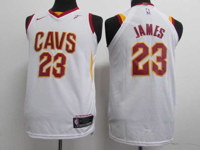 Youth Nike Cleveland Cavaliers #23 LeBron James White Authentic Stitched NBA Jersey