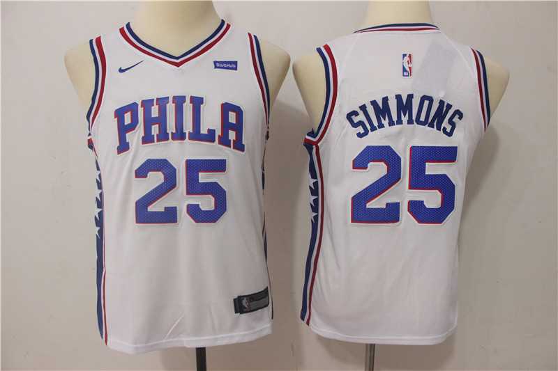 Youth Nike Philadelphia 76ers #25 Ben Simmons White Swingman Stitched NBA Jersey