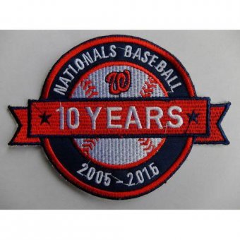 Stitched 2015 Washington Nationals Baseball 10th Anniversary Years Jersey Sleeve Patch