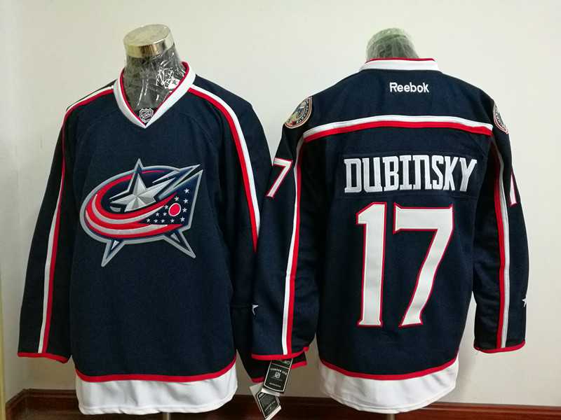 Blue Jackets #17 Brandon Dubinsky Navy Blue Home Stitched NHL Jersey