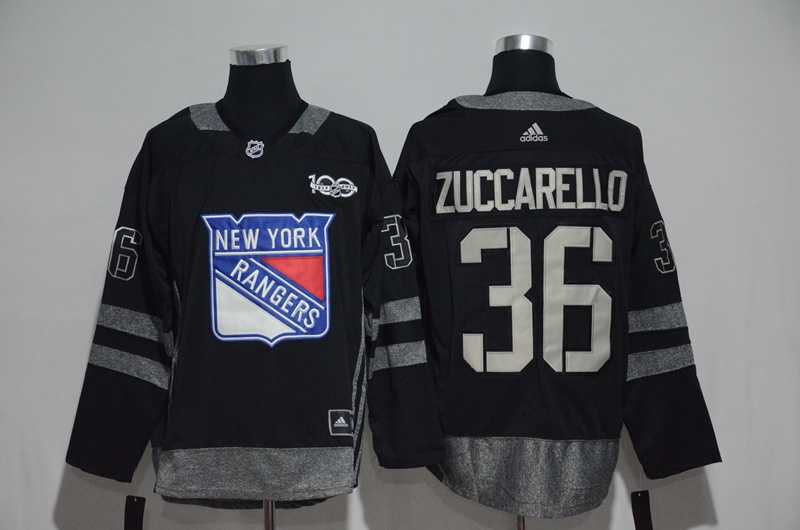 New York Rangers #36 Mats Zuccarello Black 100th Anniversary Season Jersey
