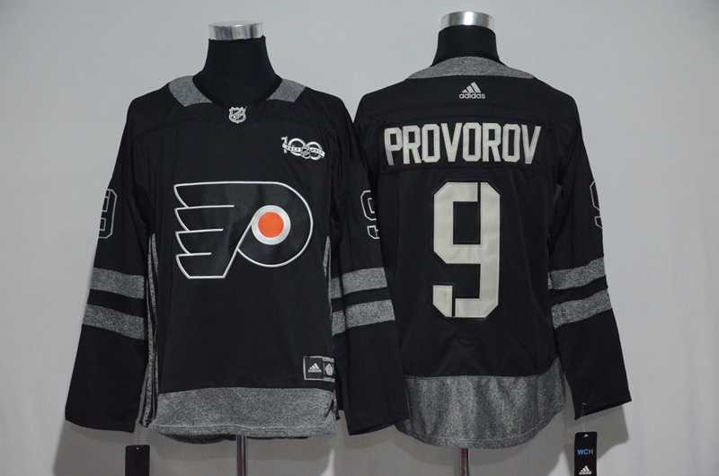 Philadelphia Flyers #9 Ivan Provorov Black 100th Anniversary Season Jersey