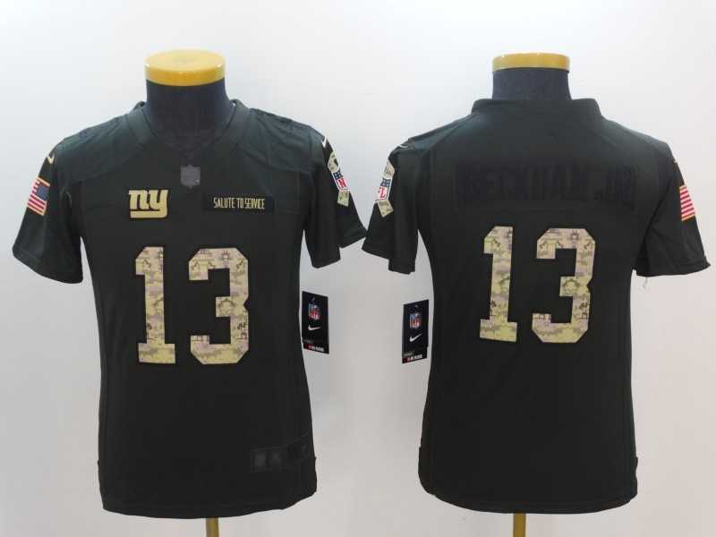 Youth Nike New York Giants #13 Odell Beckham Jr Black Anthracite Salute To Service Stitched Limited Jersey