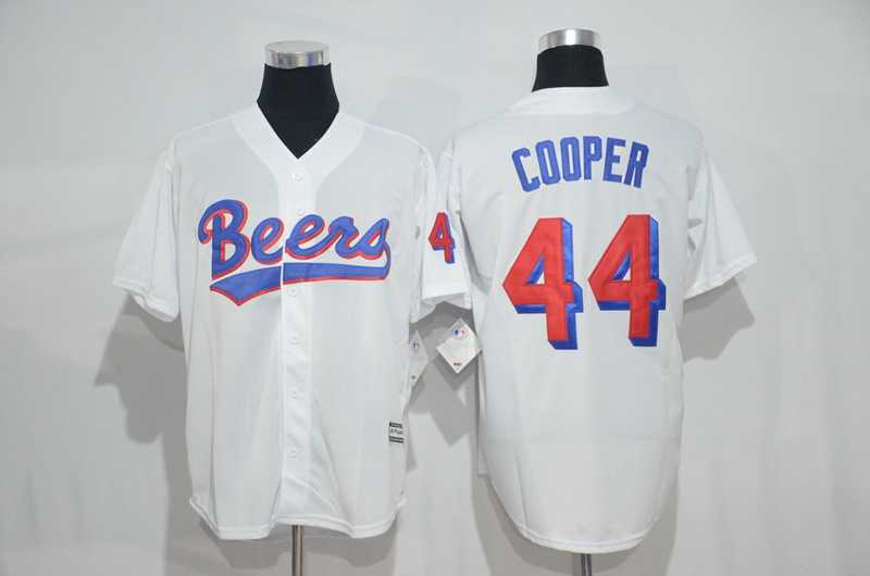 Bad News Beers #44 Joe Cooper White Stitched Movie Jersey