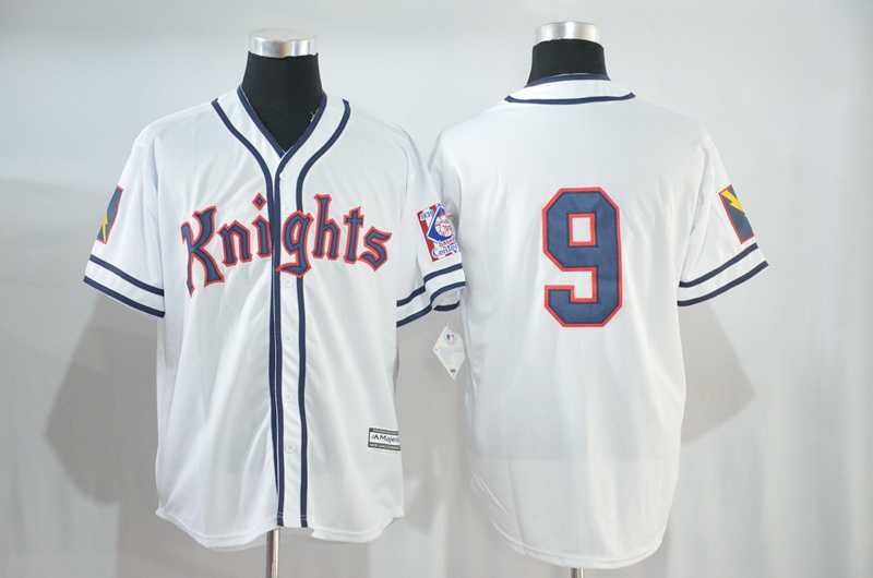 Knights #9 Mitchell And Ness White Stitched Movie Baseball Jersey
