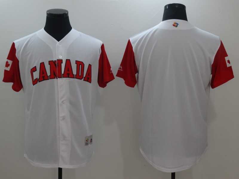Men's Canada Baseball Majestic White 2017 World Baseball Classic Team Stitched Jersey