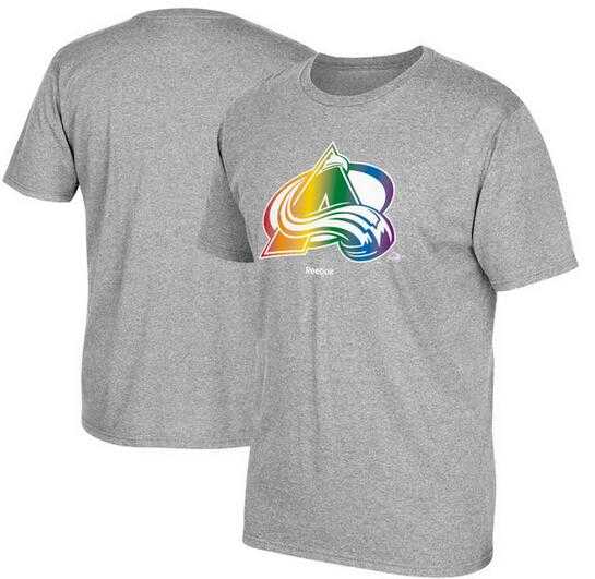 Men's Colorado Avalanche Gray Reebok Rainbow Pride Short Sleeve T-Shirt FengYun