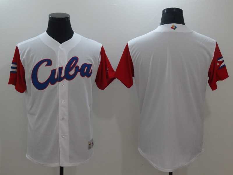Men's Cuba Baseball Majestic White 2017 World Baseball Classic Team Stitched Jersey