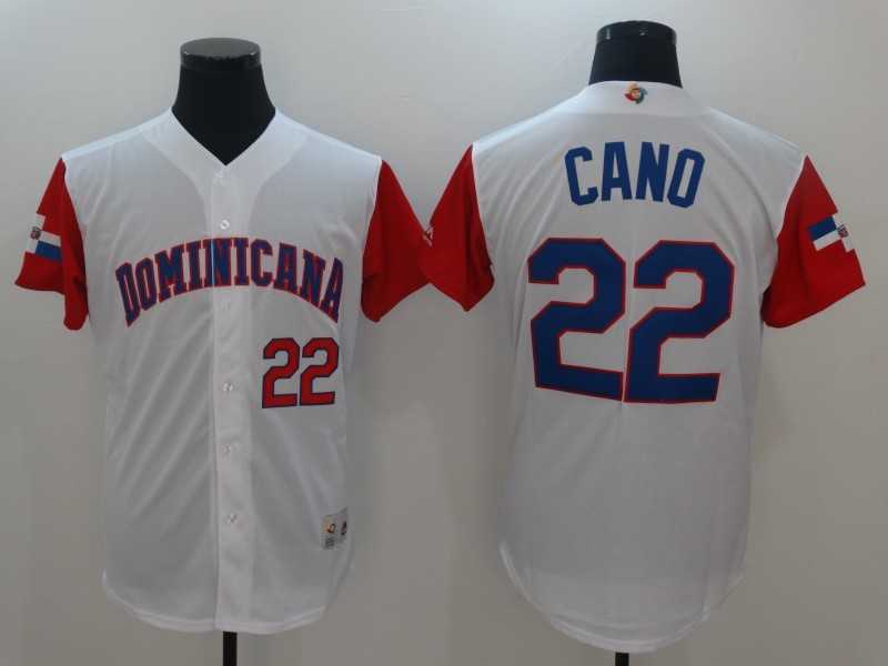 Men's Dominican Republic Baseball #22 Robinson Cano White 2017 World Baseball Classic Stitched Jersey