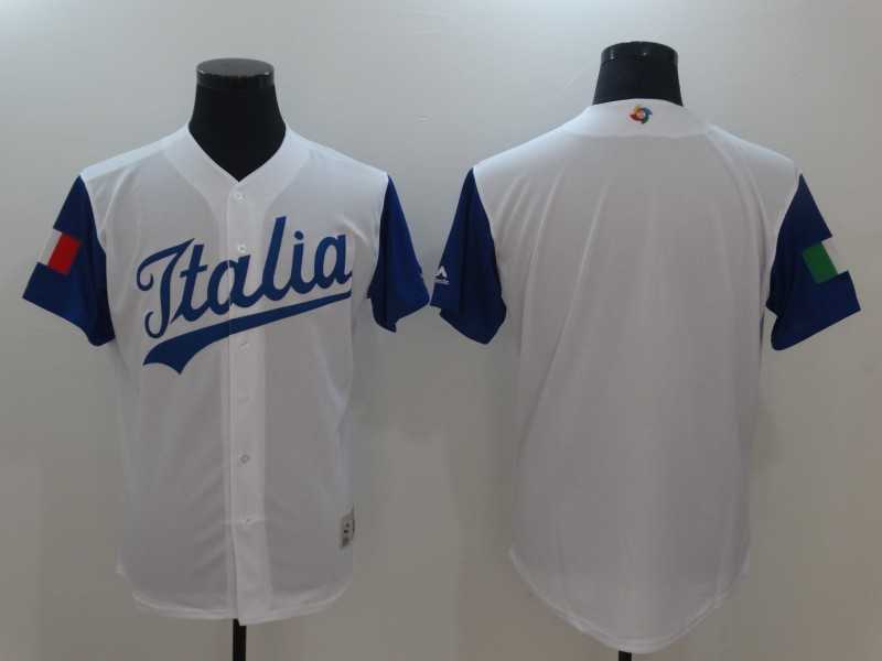 Men's Italy Baseball Majestic White 2017 World Baseball Classic Team Stitched Jersey