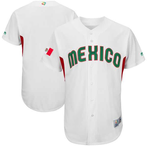 Men's Mexico Baseball Majestic White 2017 World Baseball Classic Team Stitched Jersey
