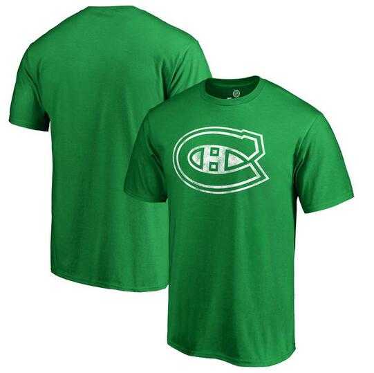 Men's Montreal Canadiens Fanatics Branded St. Patrick's Day White Logo T-Shirt Kelly Green FengYun