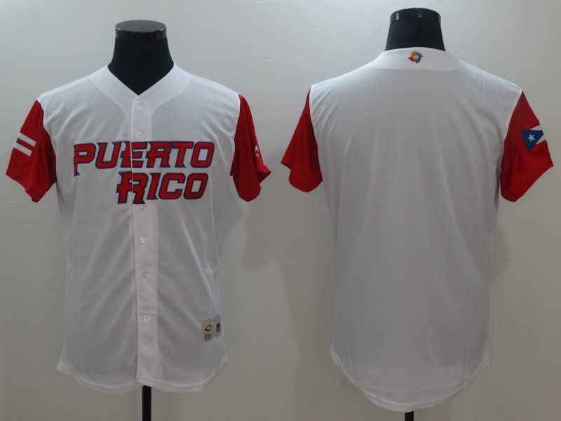 Men's Puerto Rico Baseball Majestic White 2017 World Baseball Classic Team Stitched Jersey