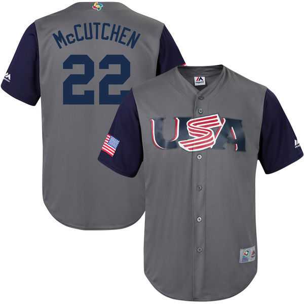 Men's USA Baseball #22 Andrew McCutchen Gray 2017 World Baseball Classic Stitched Jersey