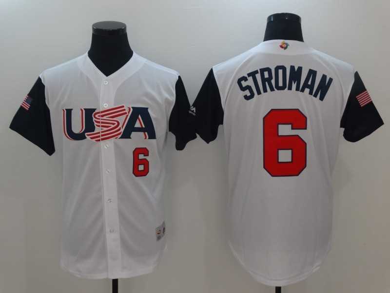 Men's USA Baseball #6 Marcus Stroman White 2017 World Baseball Classic Stitched Jersey