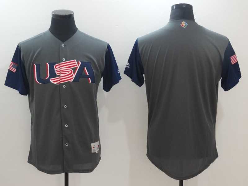 Men's USA Baseball Majestic Gray 2017 World Baseball Classic Team Stitched Jersey