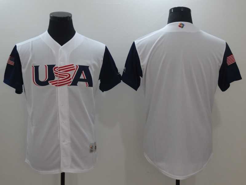 Men's USA Baseball Majestic White 2017 World Baseball Classic Team Stitched Jersey