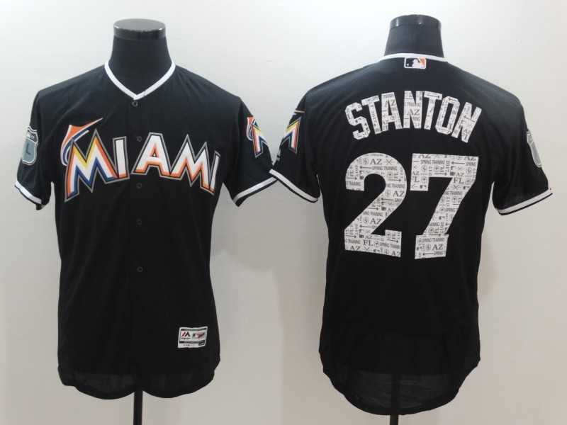 Miami Marlins #27 Giancarlo Stanton Black 2017 Spring Training Flexbase Collection Stitched Jersey