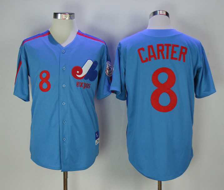 Montreal Expos #8 Gary Carter Mitchell And Ness Blue Stitched Jersey