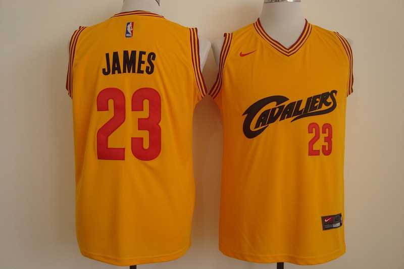 Nike Cleveland Cavaliers #23 Lebron James Yellow Stitched Jersey