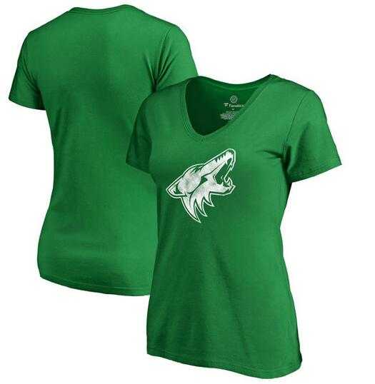 Women Arizona Coyotes Fanatics Branded St. Patrick's Day White Logo T-Shirt Kelly Green FengYun