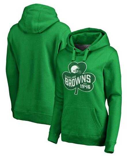 Women Cleveland Browns Pro Line by Fanatics Branded St. Patrick's Day Paddy's Pride Pullover Hoodie Kelly Green FengYun