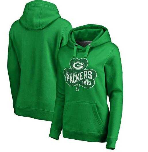 Women Green Bay Packers Pro Line by Fanatics Branded St. Patrick's Day Paddy's Pride Pullover Hoodie Kelly Green FengYun