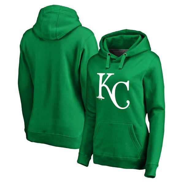 Women Kansas City Royals Fanatics Branded Kelly Green St. Patrick's Day White Logo Pullover Hoodie