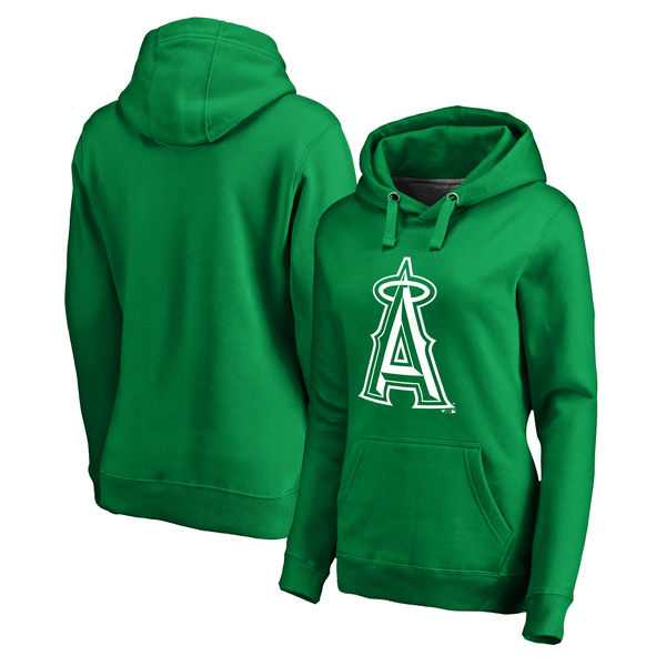 Women Los Angeles Angels of Anaheim Fanatics Branded Kelly Green St. Patrick's Day White Logo Pullover Hoodie