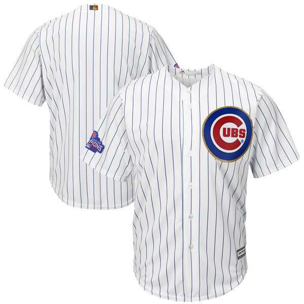 Youth Chicago Cubs Blank White World Series Champions Gold Program Cool Base Stitched Jersey