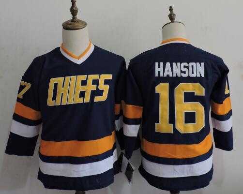 Youth Hanson Brothers #16 Jack Hanson Blue Winter Classic Stitched Movie Jersey