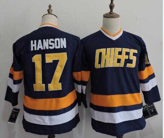 Youth Hanson Brothers #17 Steve Hanson Blue Winter Classic Stitched Movie Jersey