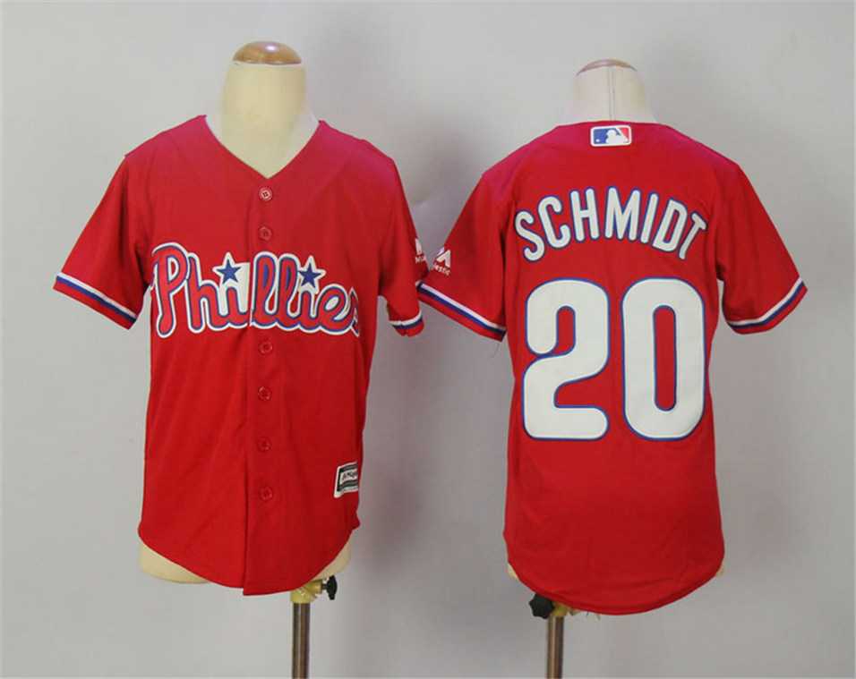 Youth Philadelphia Philliesa #20 Mike Schmidt Red Cool Base Stitched Jersey