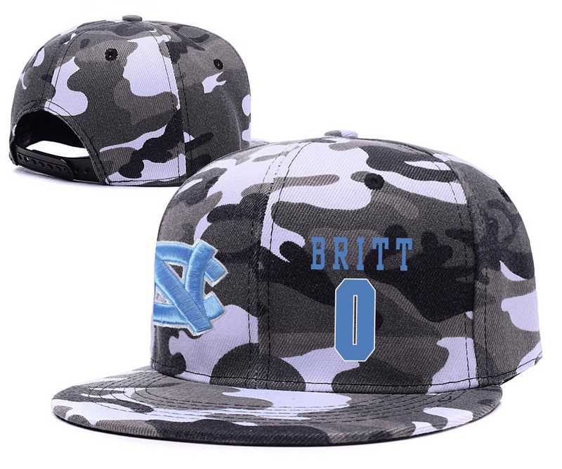 North Carolina Tar Heels #0 Nate Britt Gray Camo College Basketball Adjustable Hat