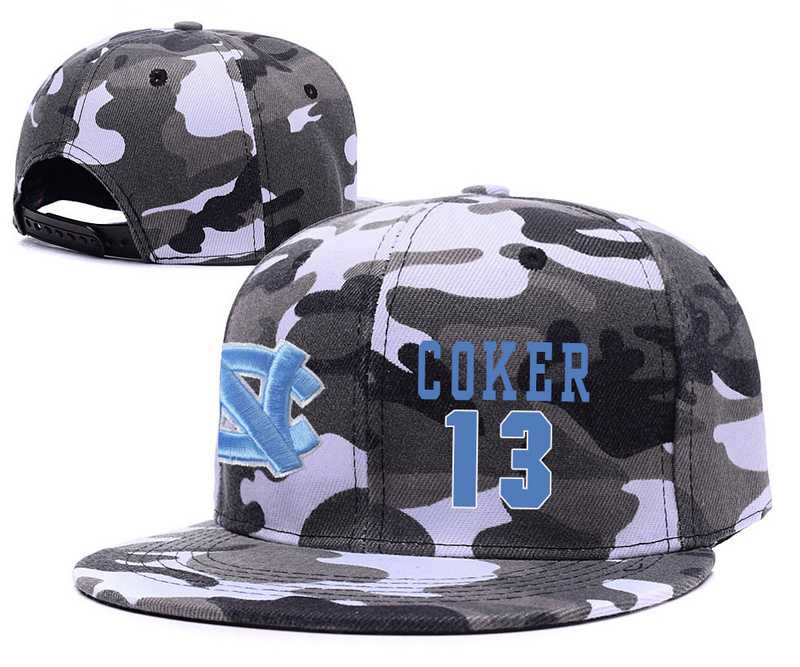 North Carolina Tar Heels #13 Kanler Coker Gray Camo College Basketball Adjustable Hat