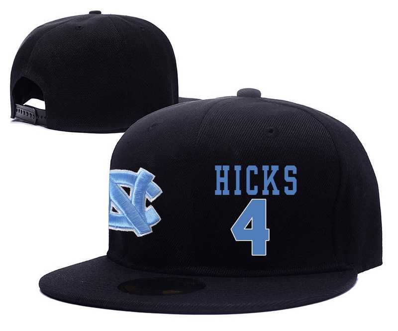 North Carolina Tar Heels #4 Isaiah Hicks Black College Basketball Adjustable Hat