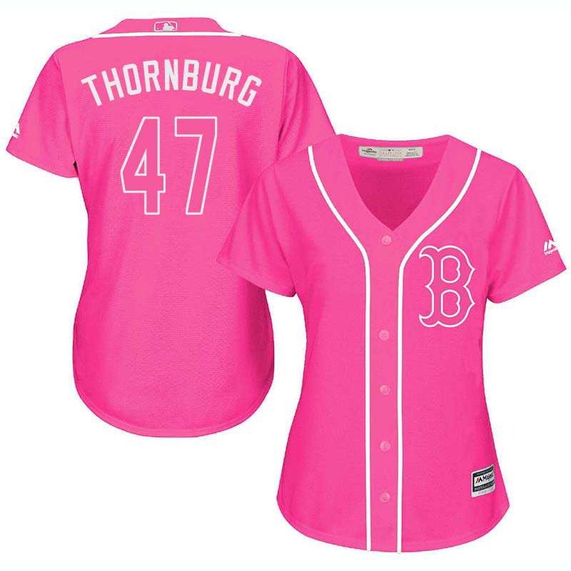 Glued Women's Boston Red Sox #47 Tyler Thornburg Pink New Cool Base Jersey WEM