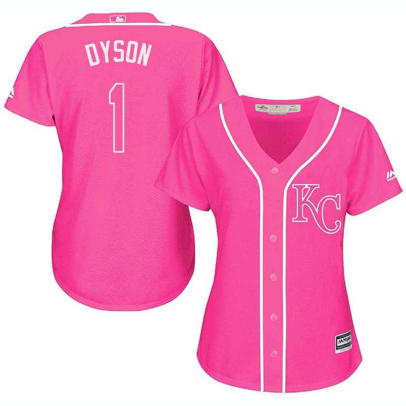 Glued Women's Kansas City Royals #1 Jarrod Dyson Pink New Cool Base Jersey WEM