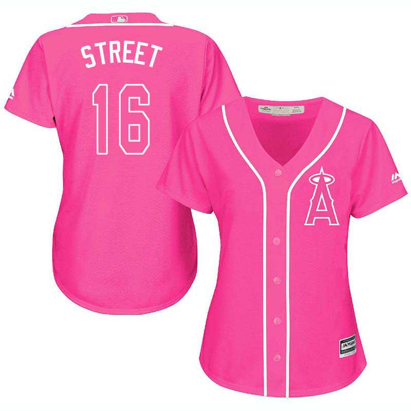 Glued Women's Los Angeles Angels of Anaheim #16 Houston Street Pink New Cool Base Jersey WEM