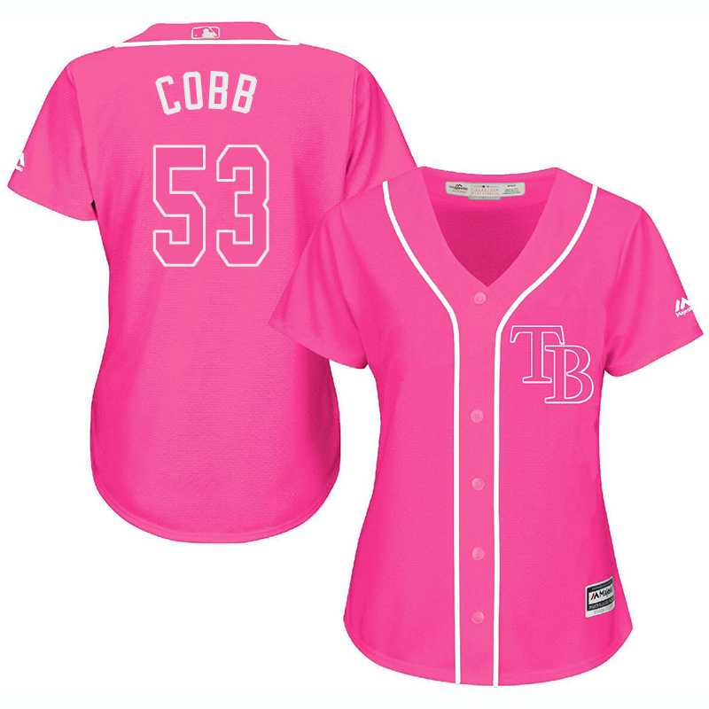Glued Women's Tampa Bay Rays #53 Alex Cobb Pink New Cool Base Jersey WEM