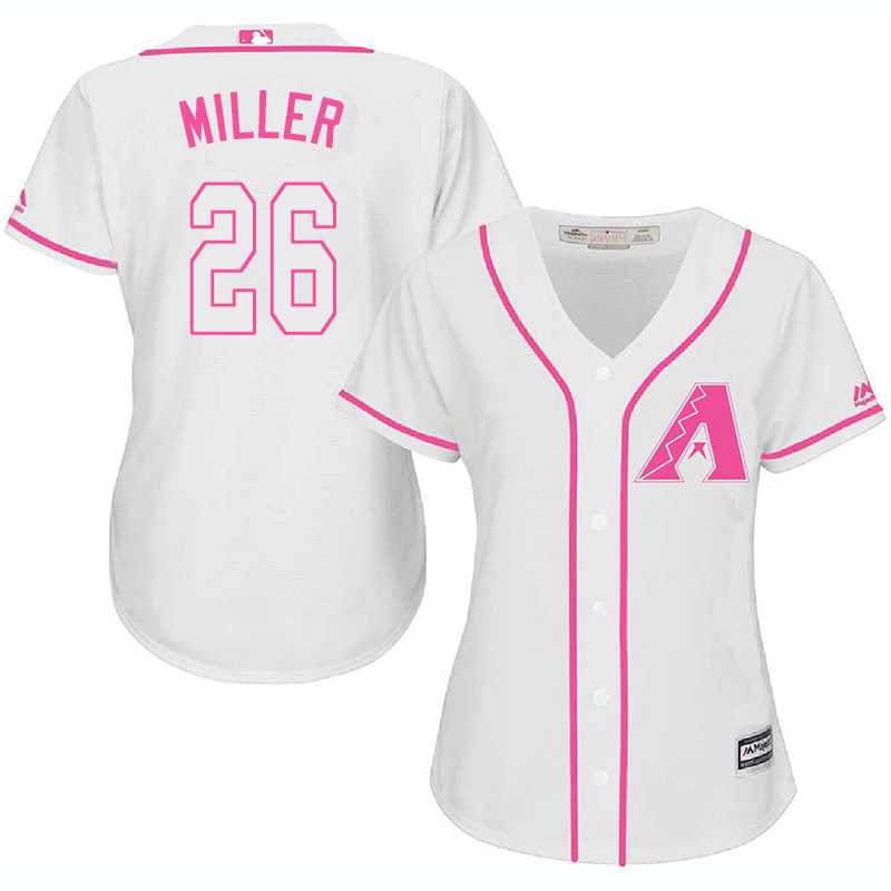 Women Arizona Diamondbacks #26 Shelby Miller White Pink New Cool Base Jersey JiaSu