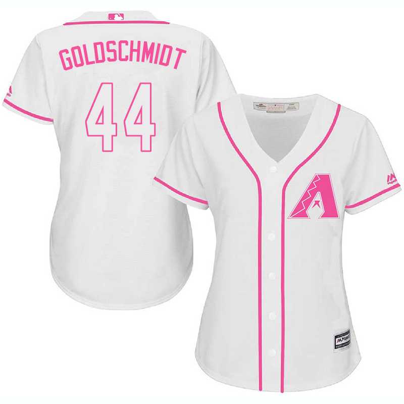 Women Arizona Diamondbacks #44 Paul Goldschmidt White Pink New Cool Base Jersey JiaSu