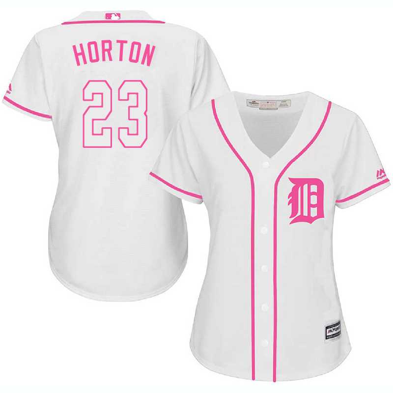 Women Detroit Tigers #23 Willie Horton White Pink New Cool Base Jersey JiaSu