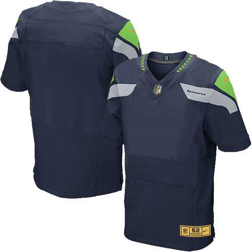 Customized Men's Nike Seattle Seahawks Navy Gold Elite Stitched Jersey