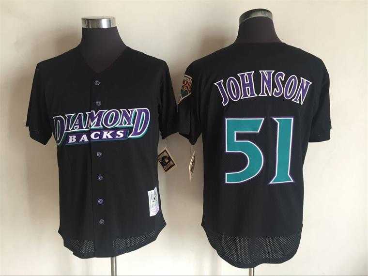 Arizona Diamondbacks #51 Randy Johnson Black Mitchell And Ness Throwback Stitched Jersey