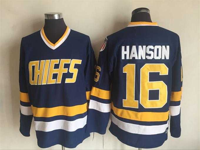 Hanson Brothers #16 Jack Hanson Blue Winter Classic Stitched Movie Jersey