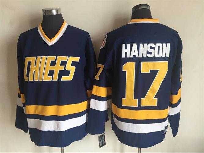 Hanson Brothers #17 Steve Hanson Blue Winter Classic Stitched Movie Jersey