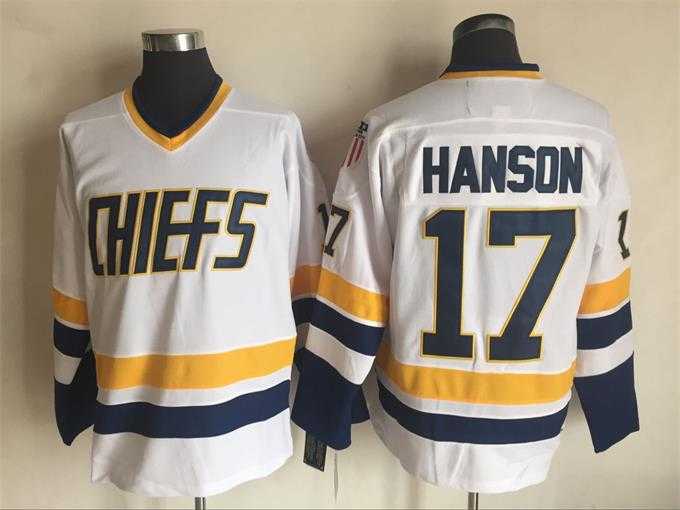 Hanson Brothers #17 Steve Hanson White Winter Classic Stitched Movie Jersey